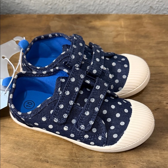 Cat & Jack Kid’s  Navy Polka Dot Slip-On Sneakers size 10 - Picture 2 of 5